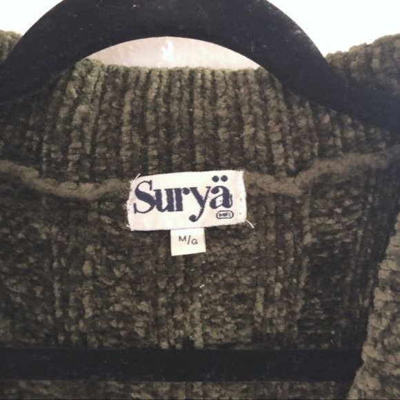 Surya Olive Green Long Sleeve Cardigan Sweater M - Picture 3 of 6